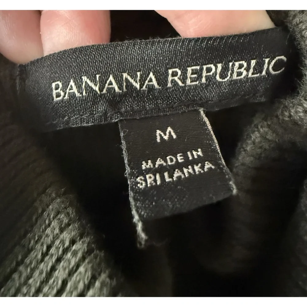 Banana Republic French Rib Turtleneck Sweater M Olive Green Cotton Knit Luxury